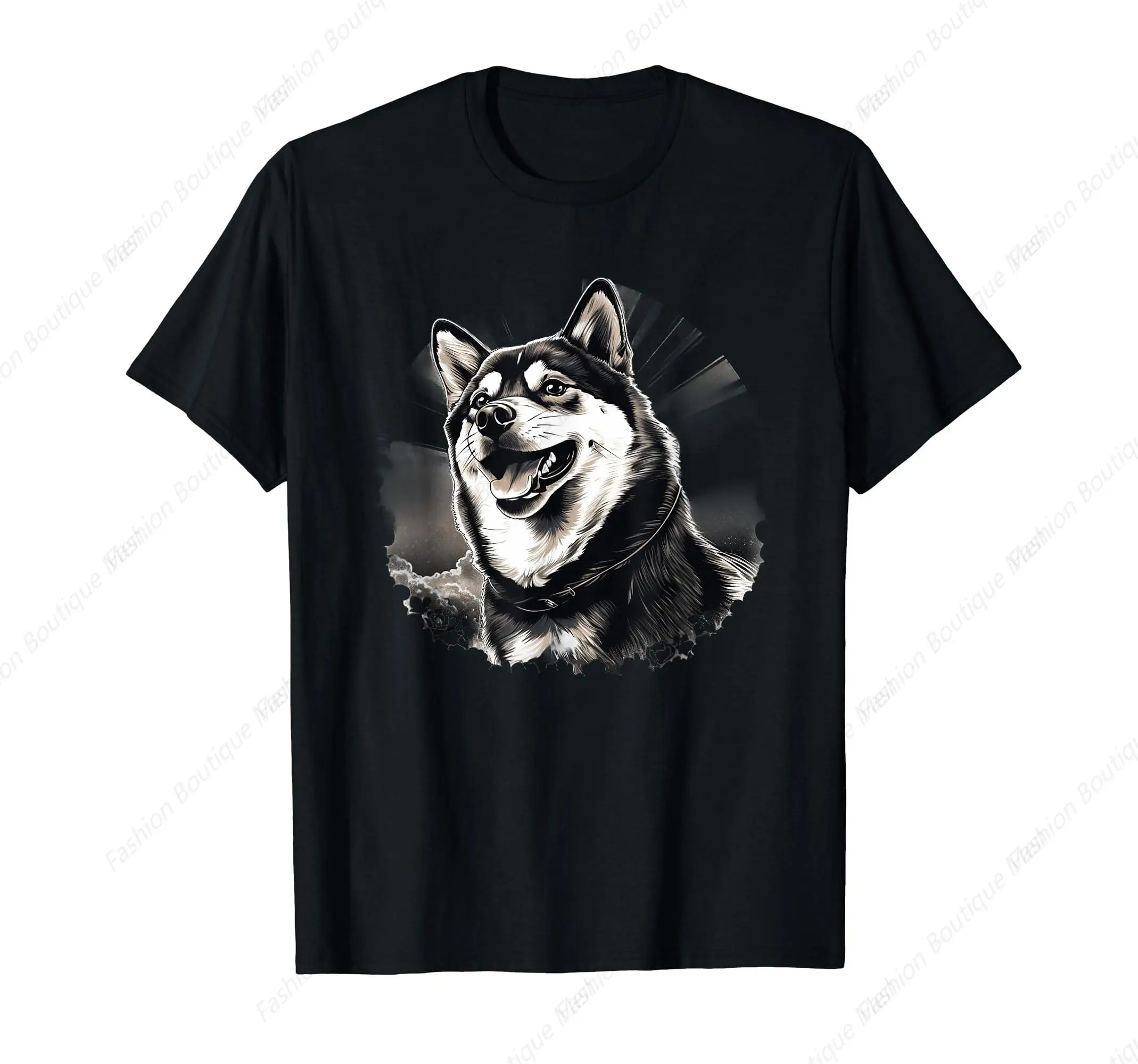 

Black Shiba Inu T-Shirt Men Women Breathable Leisure Drop Pure Cotton Loose Couple Tee