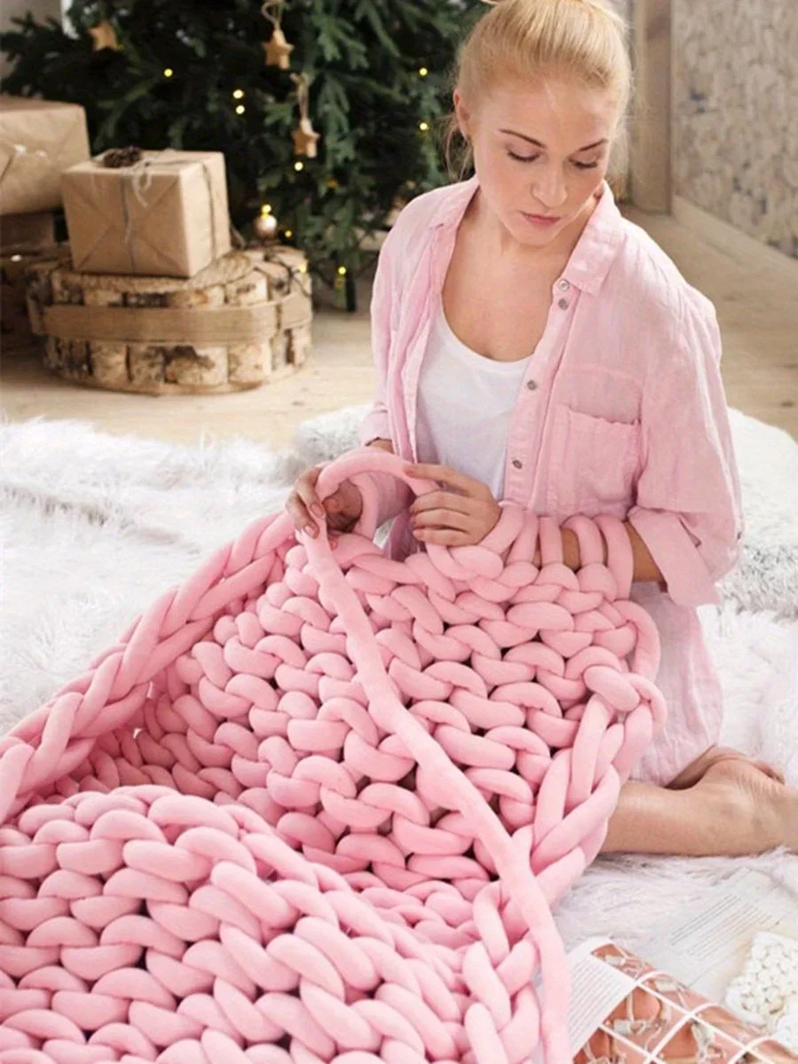 1 Stück riesiges weiches grobes Garn – Samt-Jumbo-Faden für handgefertigte DIY-Überwurfdecken, Kissen, Armstricken, sehr weich, 500 g