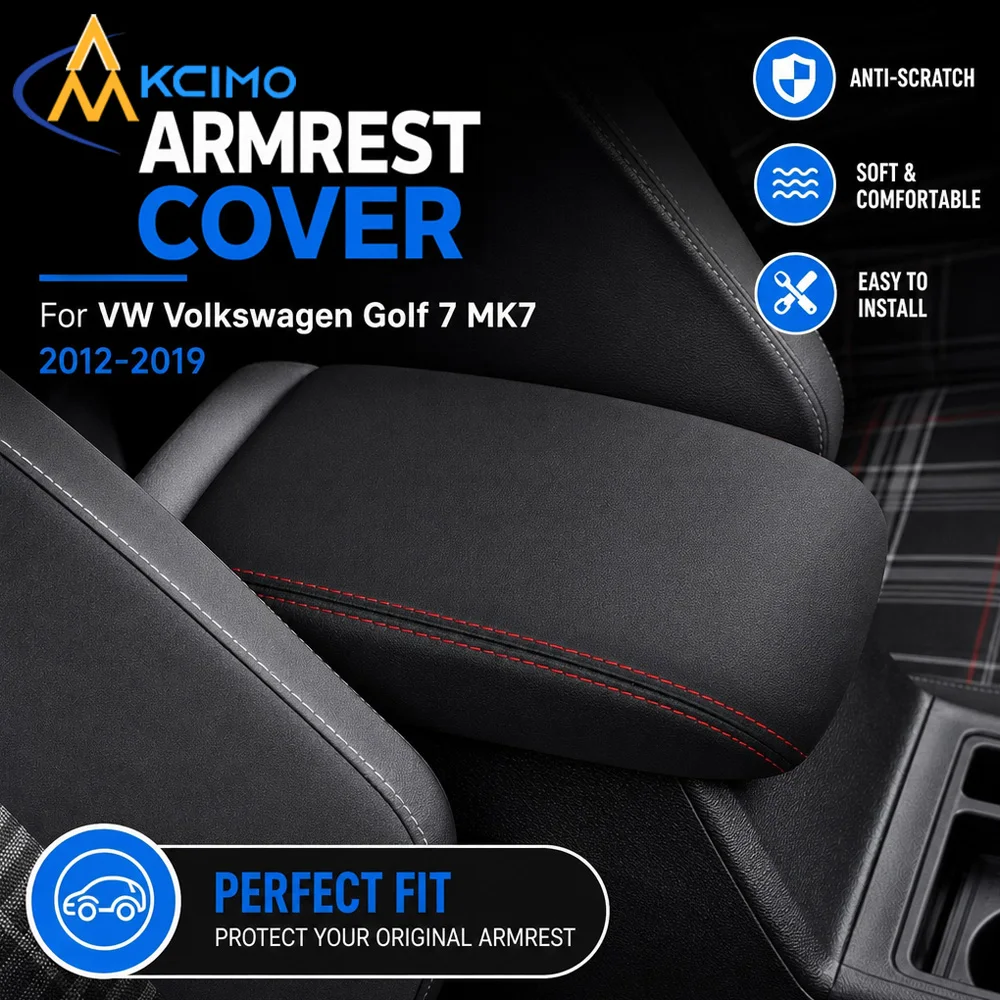1Pc Leather Armrest Cushion For Volkswagen Golf 7 MK7 2012-2019 Center Console Armrest Box Protective Cover Replacement Decor