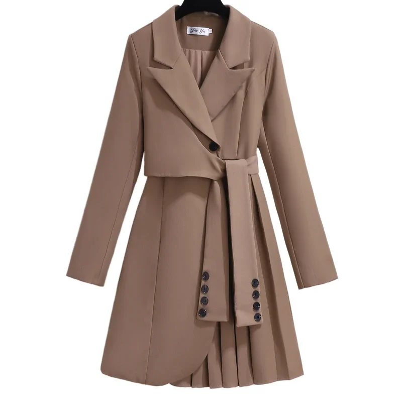 

French High Quality Fashion Coat Trench Coat Women Commuter Office Business Irregular New Slim-fit Designer Suit Skirt