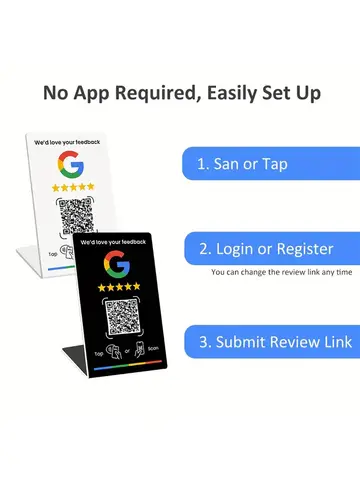 Nfc 215 programmable QR code Google Review Card NFC station table NFC Google Reviews display bending card standing brand bracket