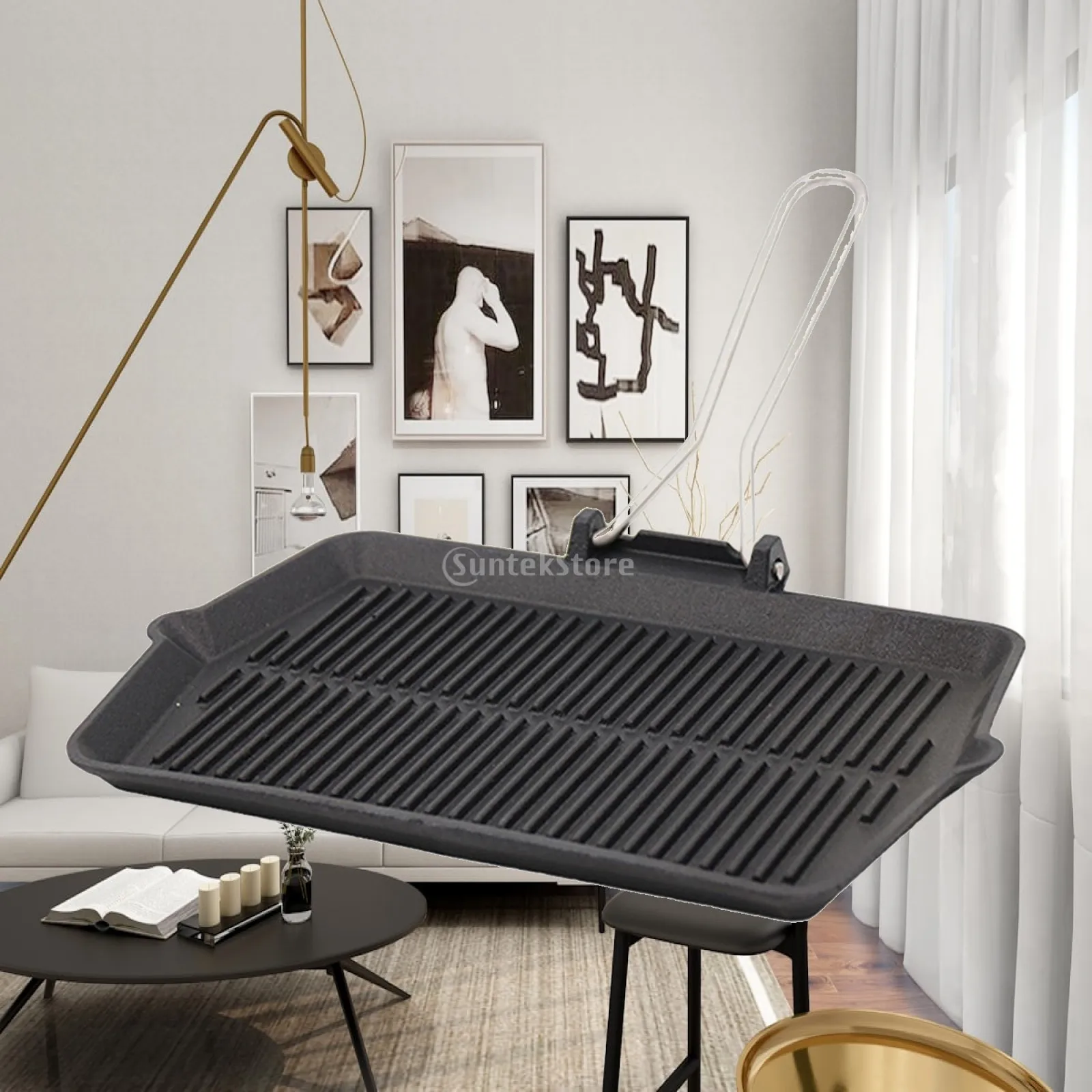 Steak Pan for Meat, Fish and Vegetables Grill Pan Frying Pan Griddle Pan for Restaurant Indoor Outdoor Household Kitchen
