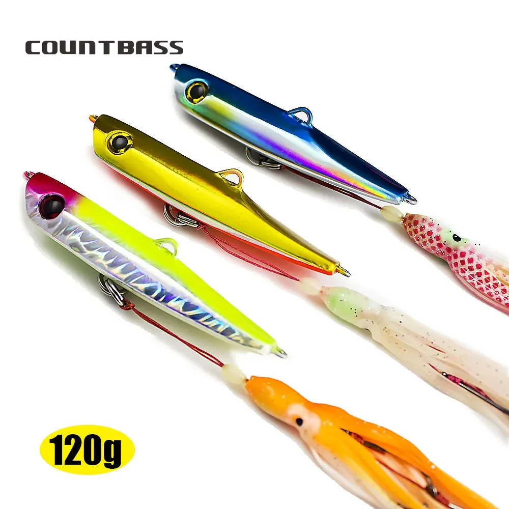 Countbass 3pcs 120g 4.3oz  Japan Inchiku Jigs with Octopus Assist Hook,Squid Jigging, Saltwater Bottom Ship Snapper Fishing Lure