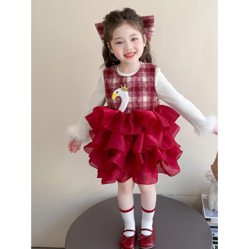

Girls' Princess Dress for Spring and Autumn2025New children's little girl birthday party dress beautiful dress set