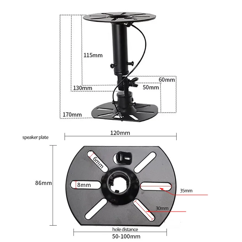 (1 Pair=2pc) SW-100M 170MM universal wall and ceiling mounted Surround Sound Speaker Wall Mount High Quality Rotate Wall Bracket