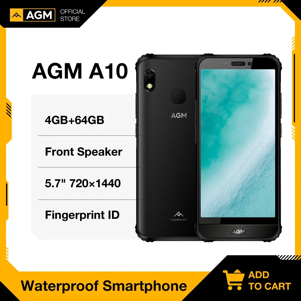 AGM A10 Rugged Smartphone 5.7 Inch /4GB+64G IP68 Waterproof Cellphone with Front Speaker and NFC