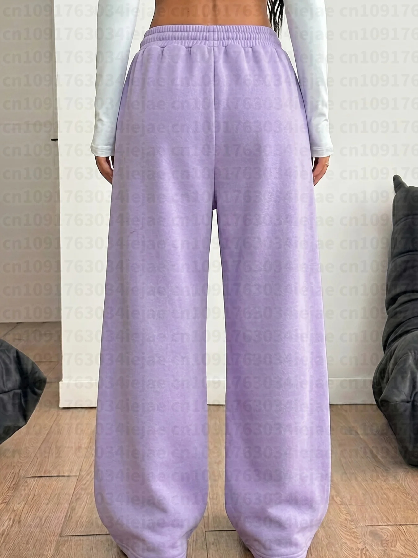 Vielseitige, modische, trendige Street-Style Casual Retro Y2K Punk-Hose mit religiösem Musterdruck für Damen und Kinder, schwarz, gerade geschnitten. – Detail 6