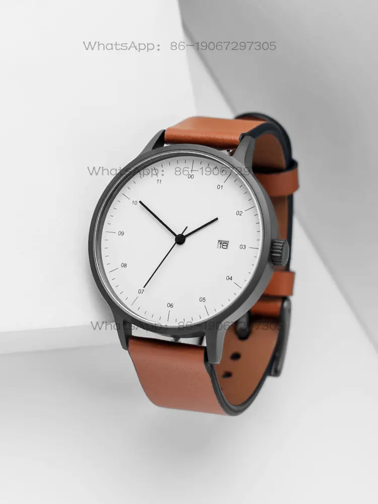 BIJOUONE B30 minimalist design simple silent leather men's and women's calendar stainless steel waterproof watch