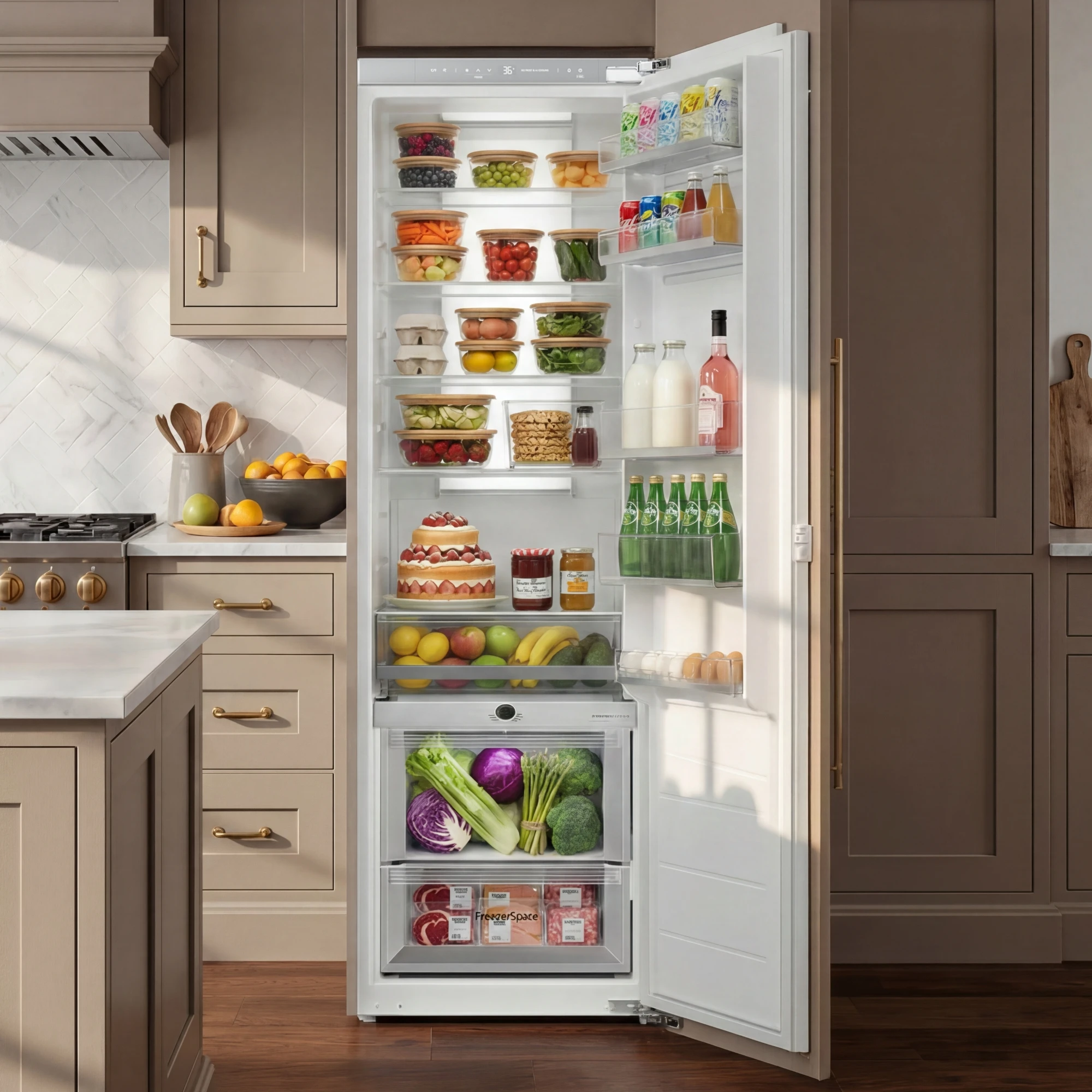 Built in Wine Fridge Single Zone 36-46℉ Touch Control Panel Wine Cabinet Built-in Under Counter