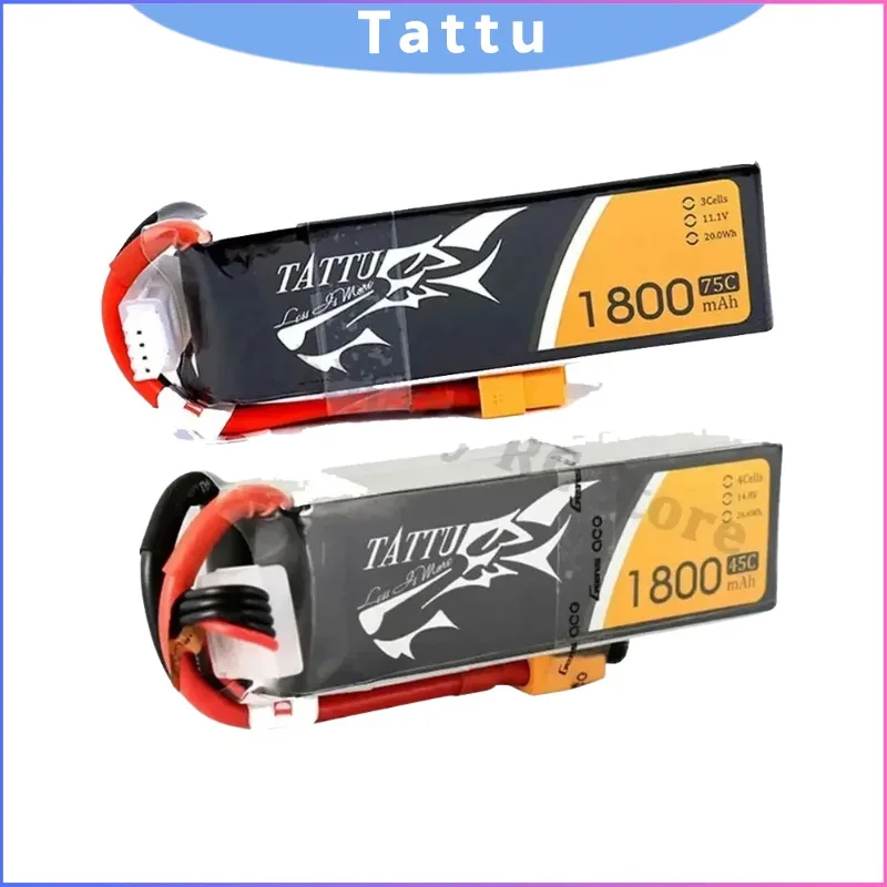 

Высокопроизводительный LiPo Tattu: 1800 мАч, 45C/75C, 3S (11,1 В) или 4S (14,8 В) с XT60 для гоночных дронов FPV