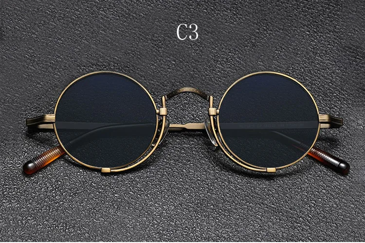 Vintage Puur Titanium Cirkelvormige Uv400 Gepolariseerde Zonnebril Met Prachtig Gesneden Patroon Frame, Anti Reflecterende 45Mm Bril