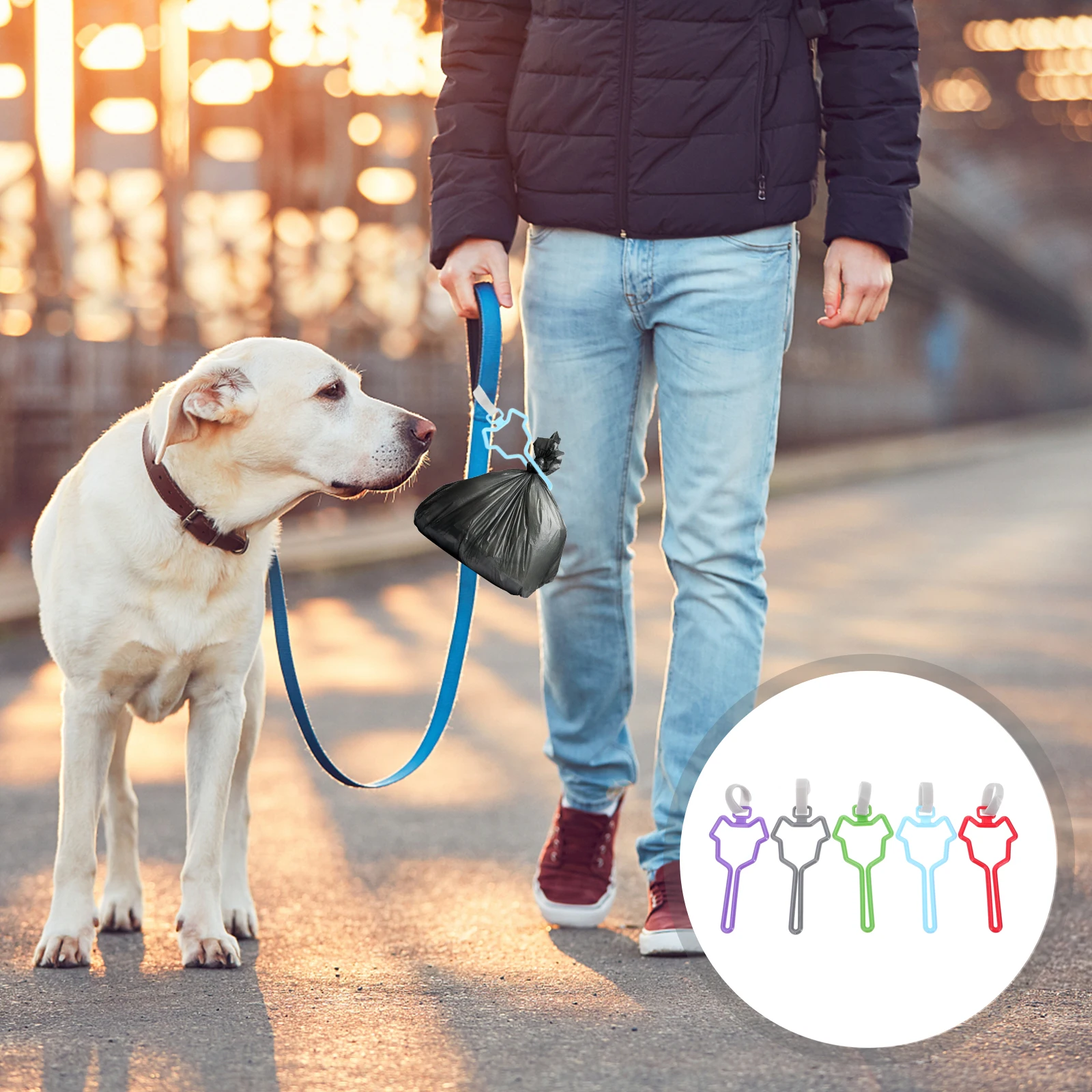 

5pcs Hands-Free Puppy Poop Bag Holder Dog Waste Carrier Strong Durable Clip Leash Stroller Bike Compatible No Melting Free Your