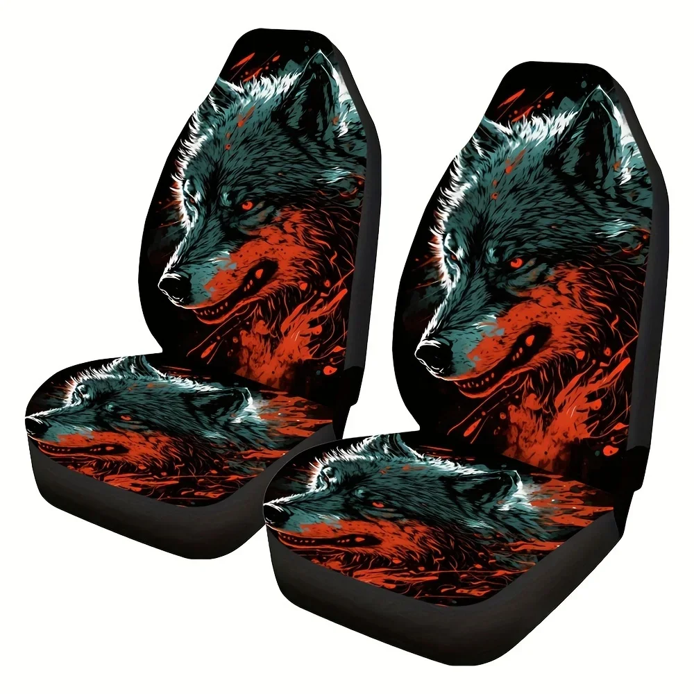 Wolf Print Car Seat Covers for Man Women Universal Auto Front Seats Protector Fits for Car SUV Sedan Truck Car Seat Cover 2pc