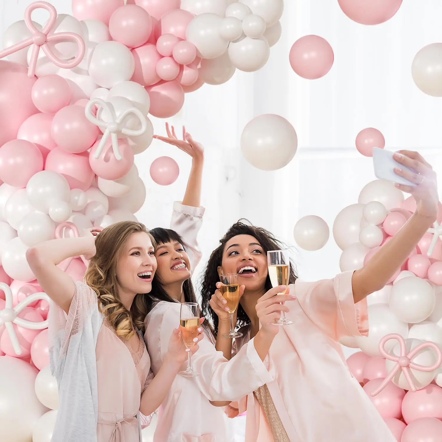 143pcs Pink White Balloon Garland Arch Kit Decor Women Girls Engagement Wedding Birthday Party Baby Shower Decoration