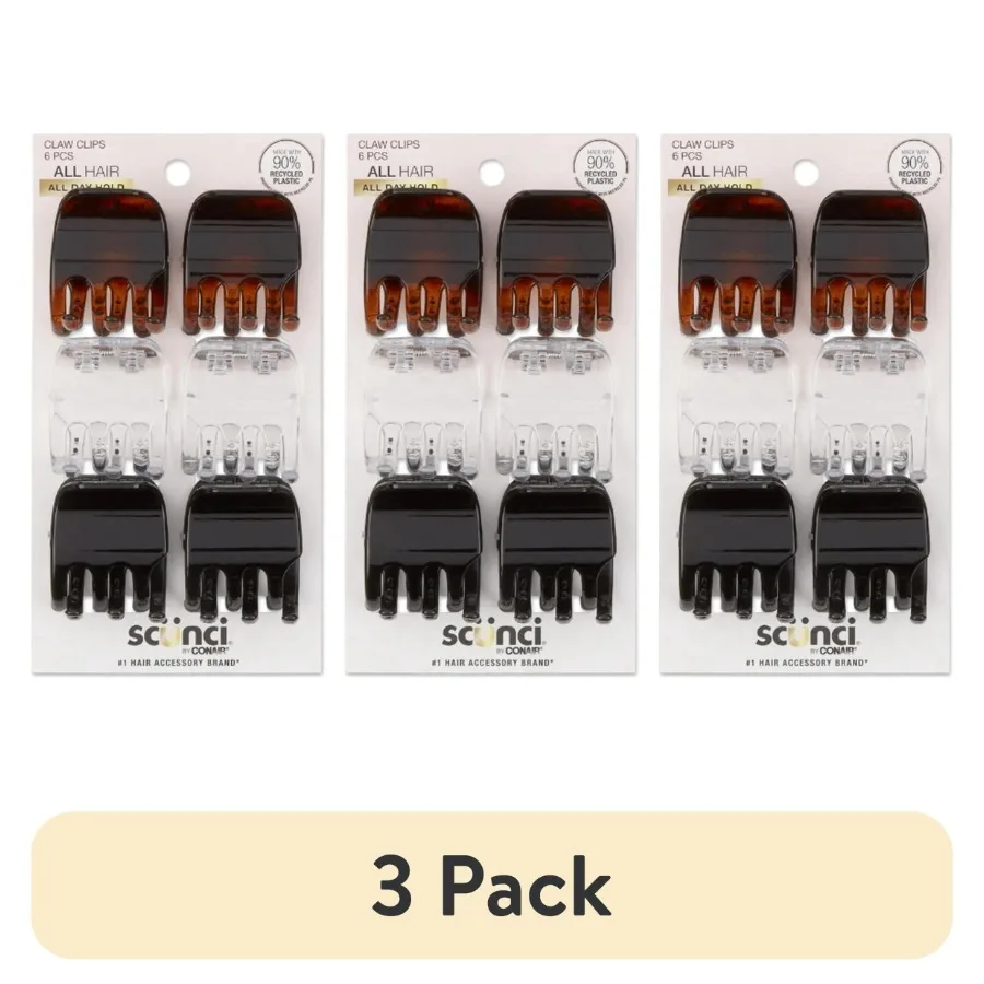 

3 pack Claw Clip Multicolor 6 Count