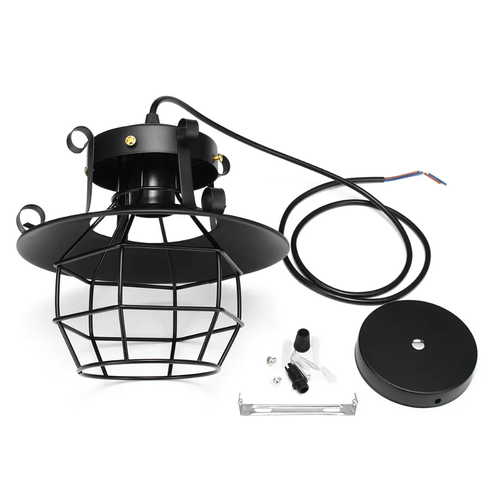 Vintage Wall Nordic Black Metal Retro Industrial Cage LightingNordic Restaurant Kitchen light Night Light lamp Loft bar Living