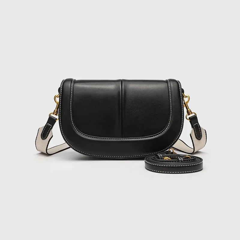 

Fashion Saddle Flap PU Leather Bags Shoulder Bag Women Flap Wide Strap Crossbody Handbag