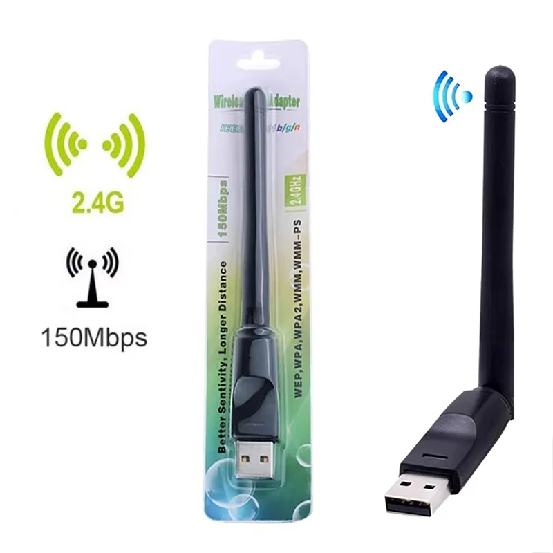 USB WiFi Receiver Dongle Adapter 2.4Ghz Wireless LAN Dongle Office Internet Connection Gear For TV Box Computer Laptops Supplies