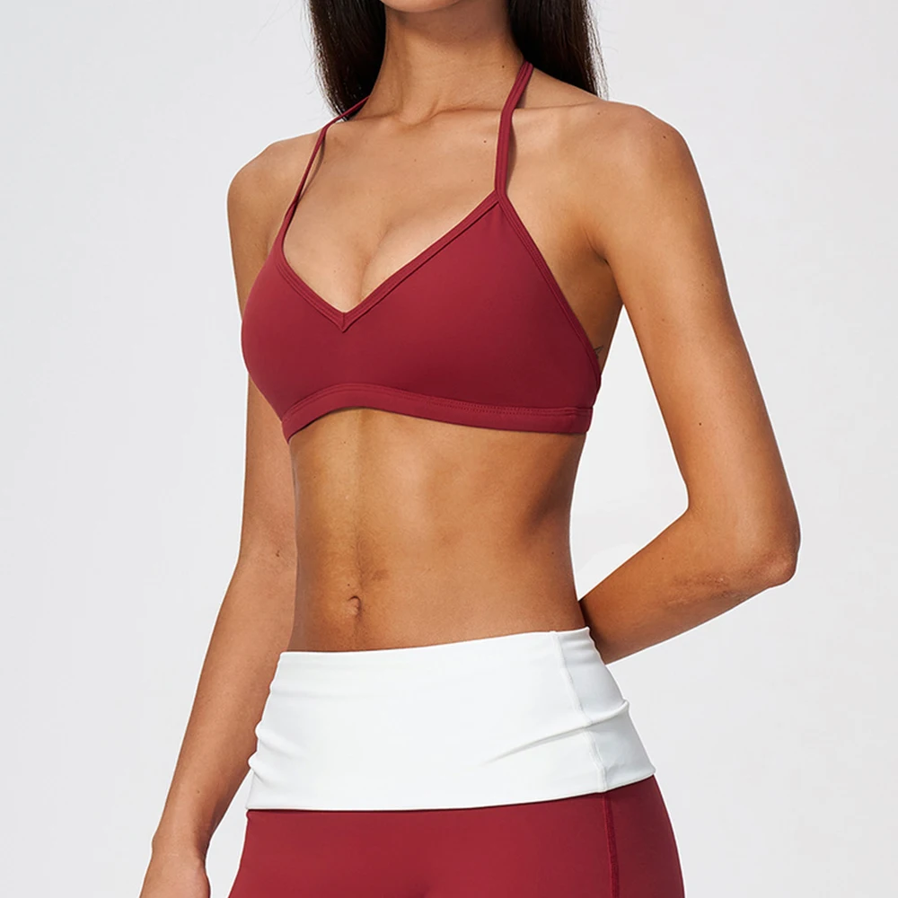 Summer Halter Yoga Bra Women's Backless Fitness Crop Top Breathable Sports Underwear Female Gym Workout Bra Runnings Yoga Top