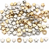 100pcs CCB Spacer Beads Gold Silver Color Heart Star Flower Butterfly Beads for Jewelry Making Charms for Bracelet Necklace