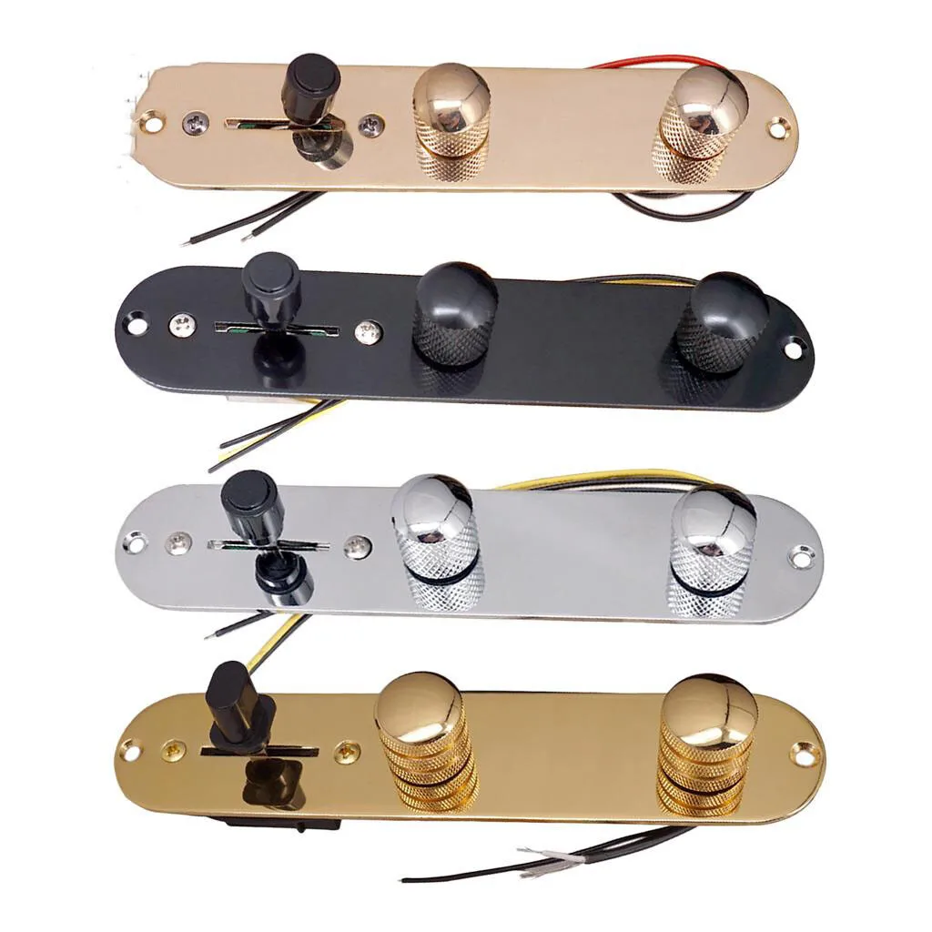 

3 Way Prewired Control Plate Wiring Harness Switch Knobs for TL Guitar Parts Black Gold