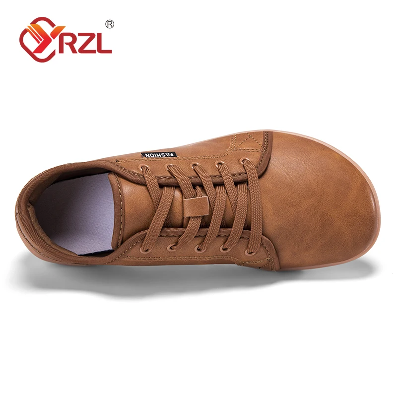 YRZL Minimalist Shoes for Men Wide Toe Barefoot Zero Drop Shoes Casual Artificial Leather Lightweight Walking Sneakers - Image 3