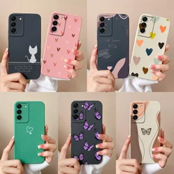 For Samsung S22 Ultra Plus Case Heart Liquid Silicone Camera Protection Back Cover For Samsung Galaxy S 22 S22Ultra S22+ Funda