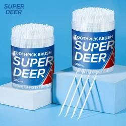 Super Deer 300pcs 2 In 1 Interdental Brush Tooth Pick Disposable Dental Brush Silicone Cleaning Between Teeth For Orthodontics