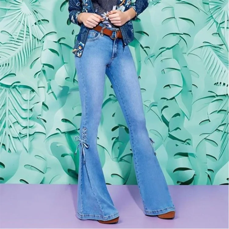 

High Street Trend Temperament Slim Washed Jeans for Women Four Seasons New Fashion Comfortable Casual Stretch Denim Flared Pants