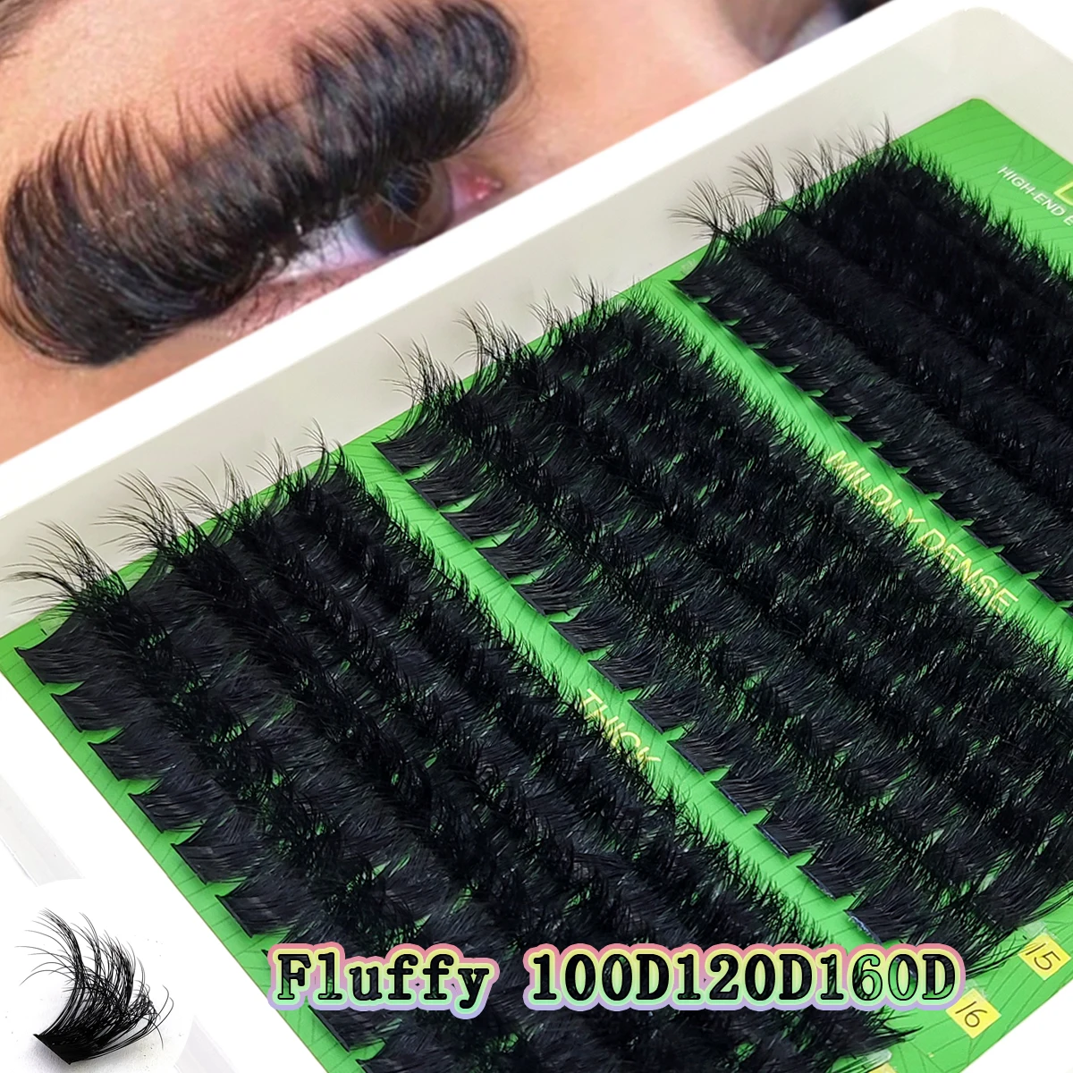 15 Reihen 60D-200D 5D Flauschige Dicke Wimpern-Cluster 10-16mm Mix Wispy Einzelwimpern-Extensions Cluster DIY Make-up Künstliche Wimpern – Detail 8