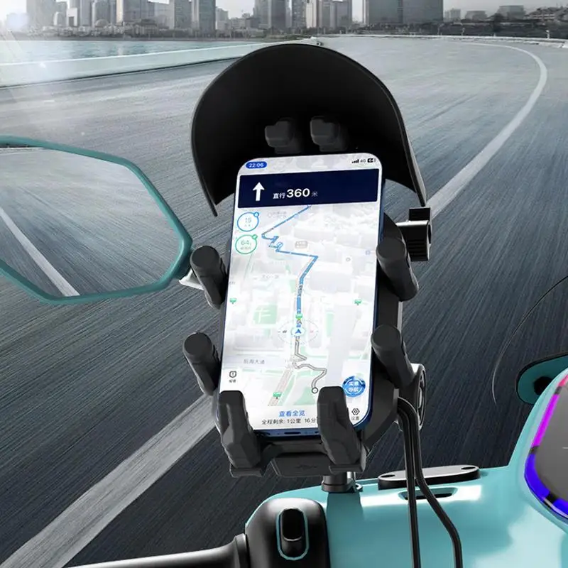 Motorcycle Phone Holder Moto Motorbike Mirror Mobile Handlebar Stand Support USB Charger Fast Wireless Charging Cellphone Mount