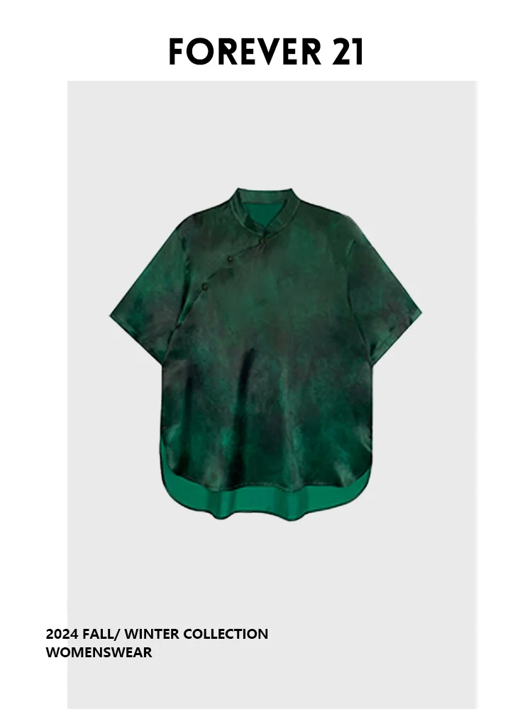 

Летняя женская футболка Forever 2 een Cloud в новом китайском ретро-стиле, роскошная, с длинным рукавом, дизайнерская, с воротником-стойкой, для повседневной носки