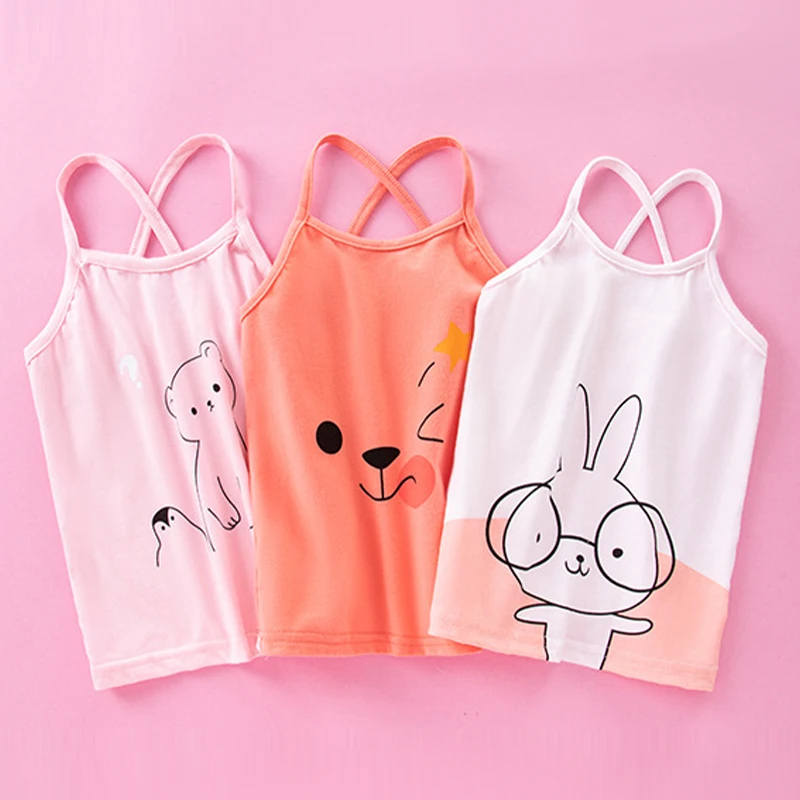 LJMOFA Summer Cute Cat T Shirt Tops For 2-8T Girls Children Crop Tops Family Matching Outfits Underwear Sleeveless Tees B224