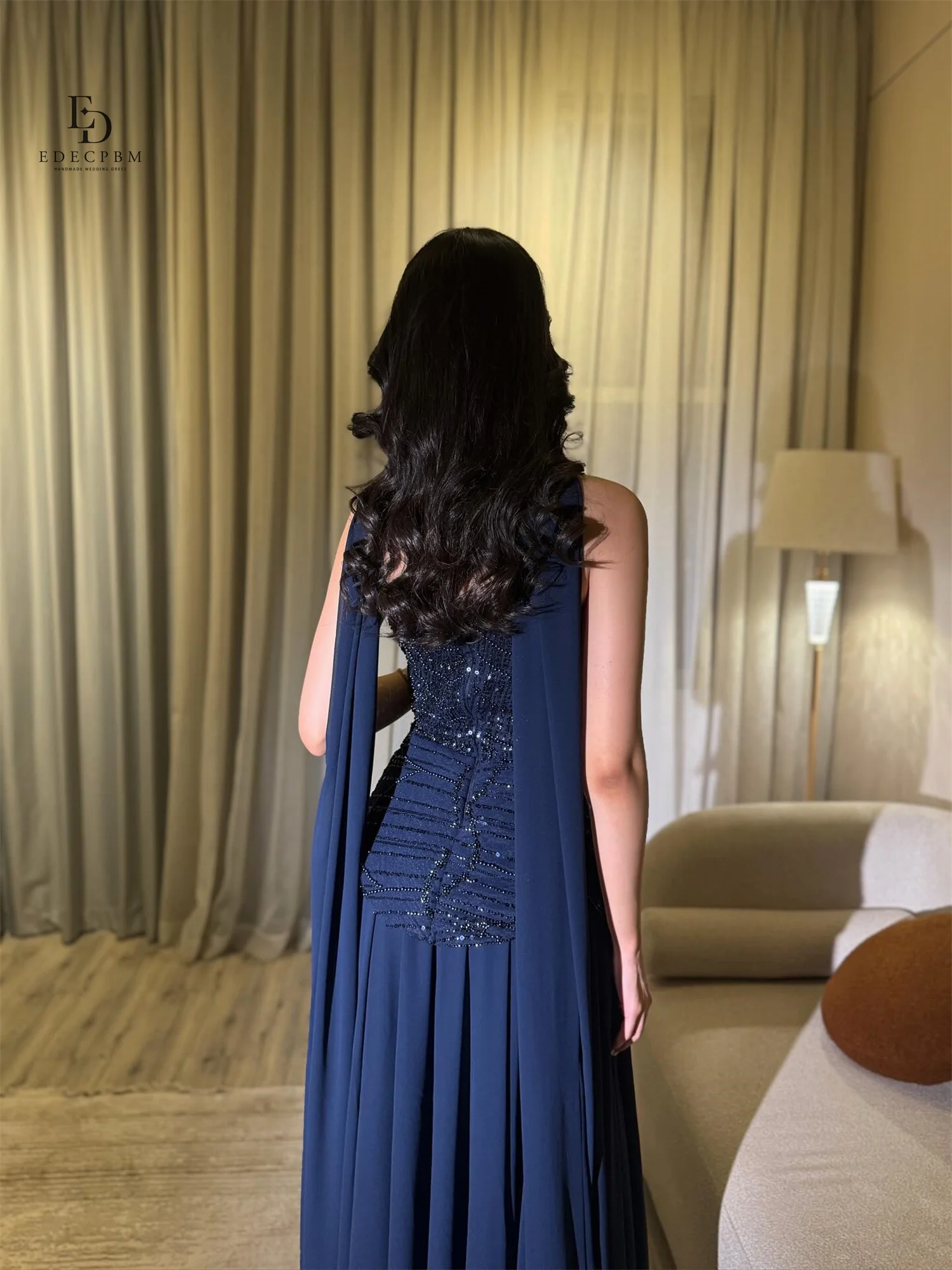 EDECPBM فساتين سهرة Выпускные платья для особых случаев Роскошные женские вечерние платья с открытыми плечами из шифона по индивидуальному заказу