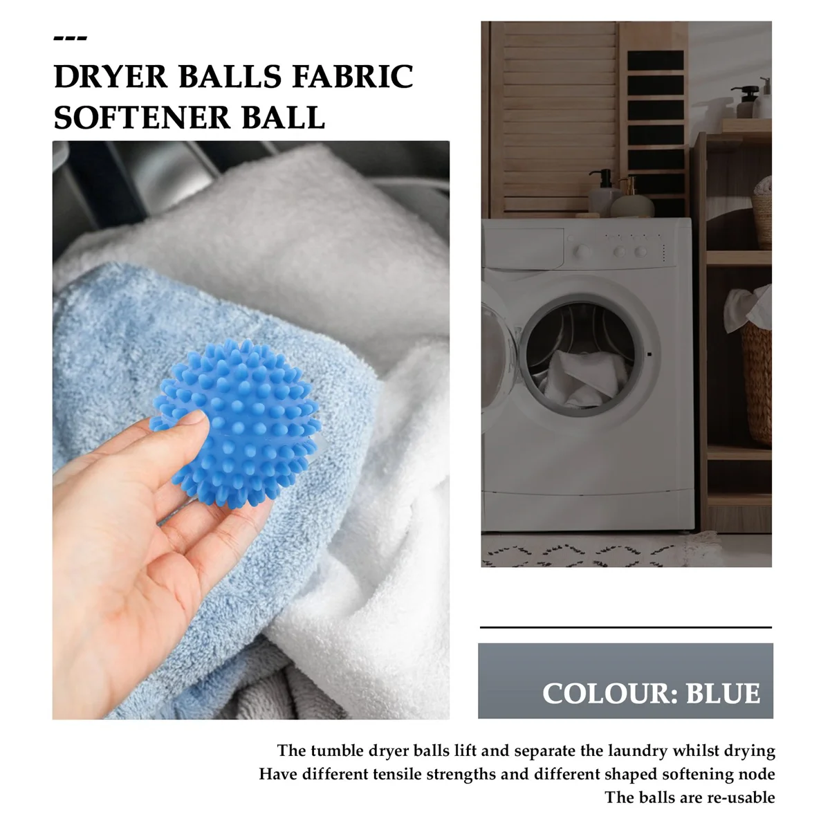 6 x Blue Reusable Dryer Balls Ball