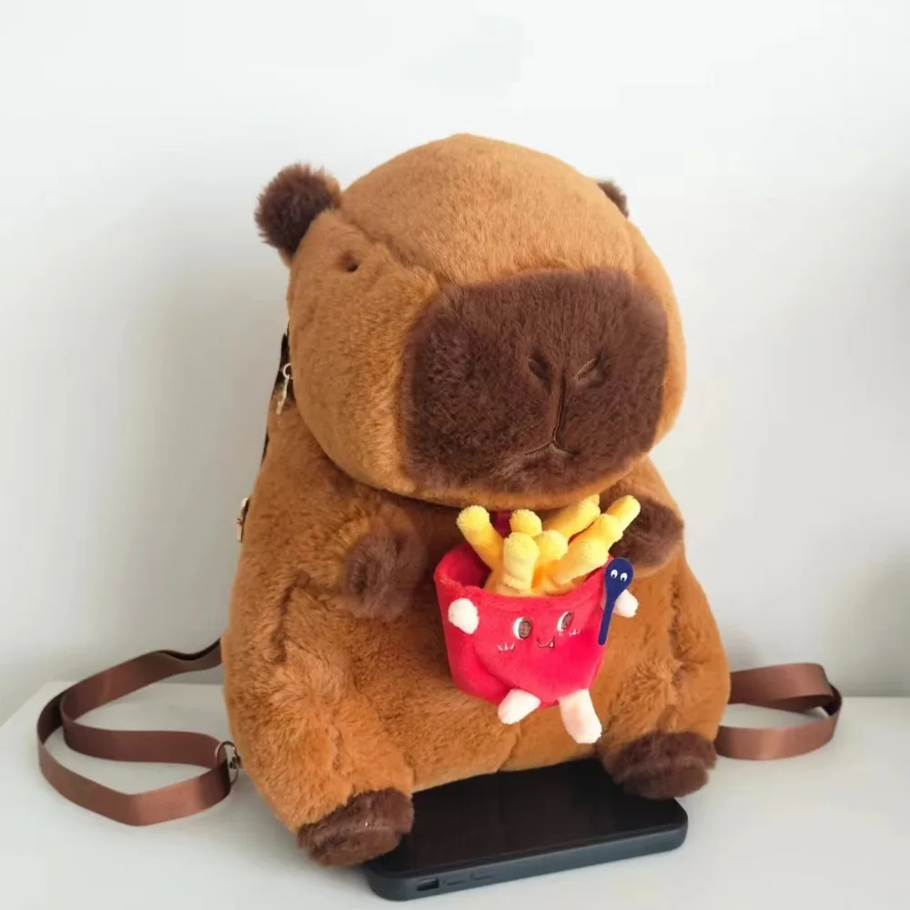 New Large Capacity Capybara Plush Shoulder Bag Cartoon Casual Guinea Pig Plush Bag Students School Bag Cute Animals Bag