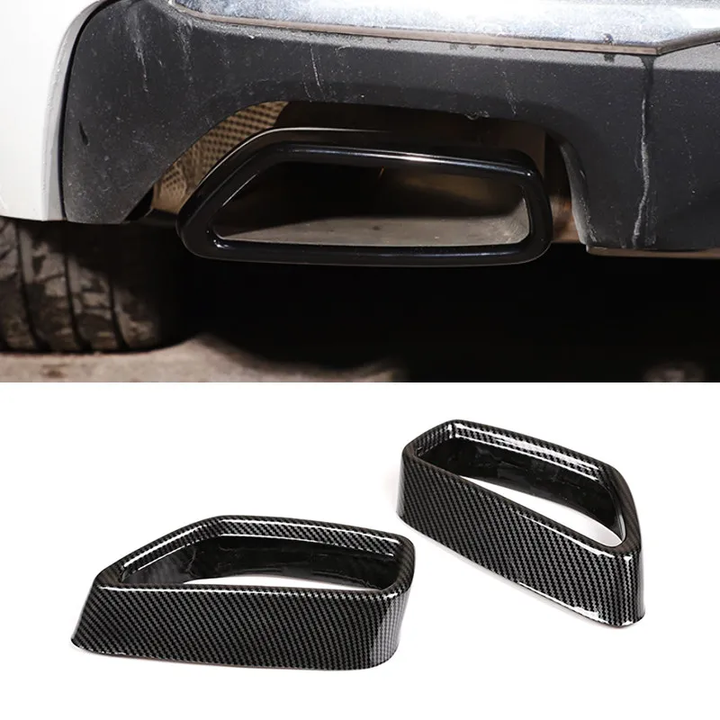 Stainless Steel Carbon Fiber Pattern Tail Muffler Exhaust Pipe Output Cover Accessories Trim For BMW 5 6 Series GT G30 G38 G32