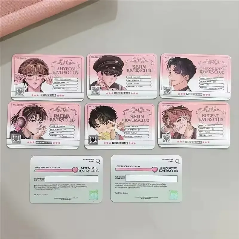 8 cartes photo ID de webtoon coréen Debut or Die, cartes Lomo de personnage masculin de manga, cadeau pour les fans de BL Manga