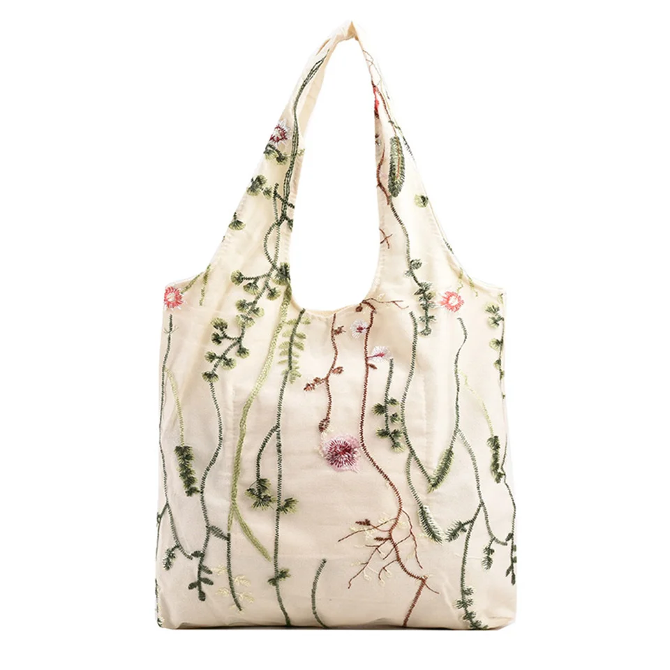 Fashion Canvas Women Tote Bags Literary and Artistic Style Handbags Large Capacity Embroidery Shoulder Bag Casual Top-handle Bag