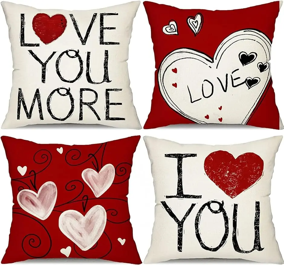 Valentine's Day Pillowcase Red Heart Love You Pillow Cushion Valentine's Day Decoration Pillowcase Home Sofa Decoration