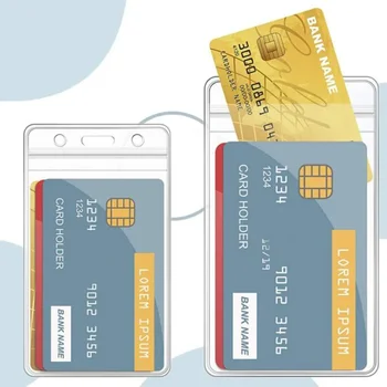 1ชิ้นพลาสติกพีวีซีใสบัตรประชาชนป้ายกระเป๋าใส่ของอุปกรณ์ตัวยึดที่ใส่ป้ายบัตรประชาชนชัดเจนฝาครอบกระเป๋าใส่บัตรรถบัส