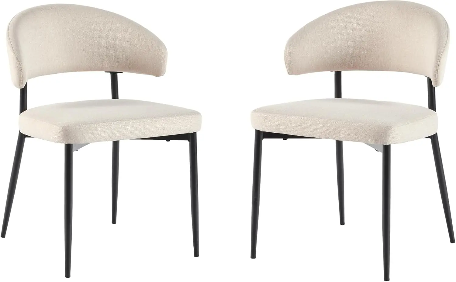 

Edison Modern Curved Back Upholstered Dining Chair with High-Performance Woven Upholstery and Powder Coated Steel Base, 2pk, Ivo