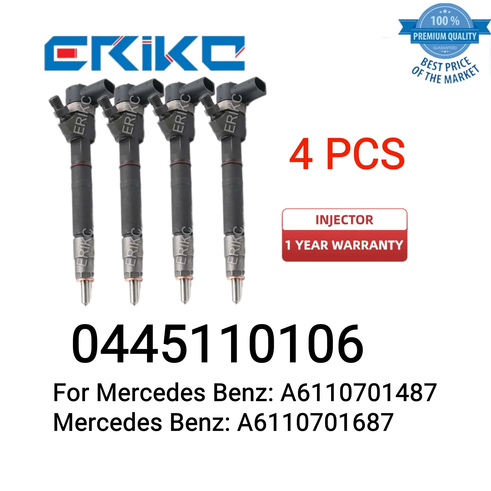 

4 PCS 0445110106 Fuel Injector 0 445 110 106 Diesel Injector Parts 0445 110 106 0986435045 for Dodge Sprinter Mercedes Benz