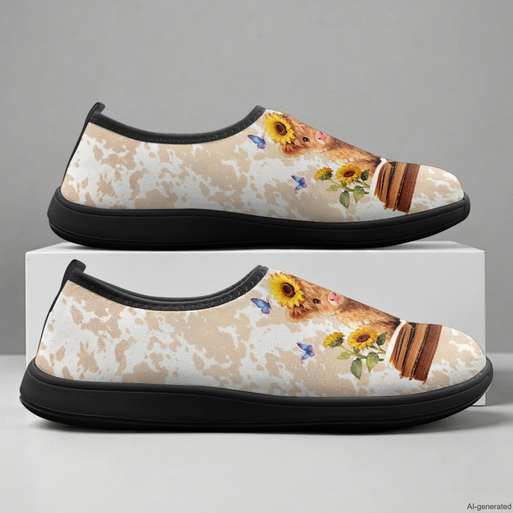 XIXIRIMIDO Slip-on Wide-toed Shoes Highland Cow Print Zapatos De Mujer Men's Sneakers and Casual Shoes Slippers Nurse Shoes