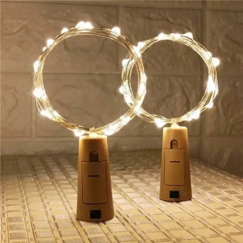 Bouteille de lumières LED pour bocal à vin, batterie en liège 62, décorations d'arbre de Noël, décorations pour la maison, nouvel an, 2m, 20