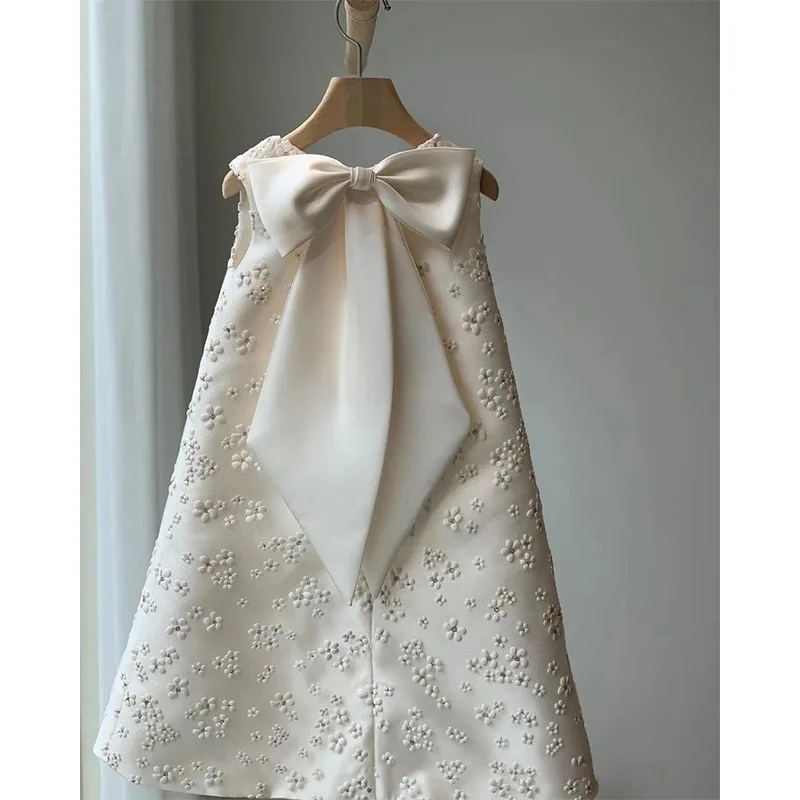 Baby Girl Flower Dress Kids Bridemaid Wedding Dresses For Children White Ball Gowns Girls Boutique Party Wear Elegant Frocks