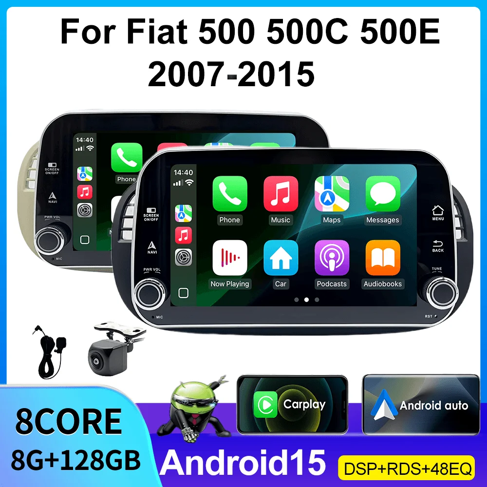 

Android Auto Multimedia Screen Stereo GPS Navigation for FIAT 500 Abarth 2007-2015 Car Upgrade Kit with Rear View Camera Support