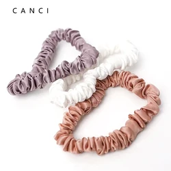 100% Real Mulberry Silk Scrunchies Hair Bands Ties Gum Elastics Ponytail Holders Pure Color for Women Girls 22 Momme 1CM