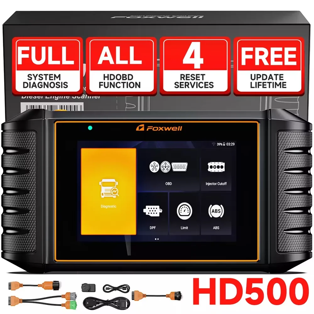 FOXWELL HD500 Heavy Duty Truck Scanner with DPF Regen/Injector Cutoff/Limit Setting Full System Diesel Diagnostic Scan Tool