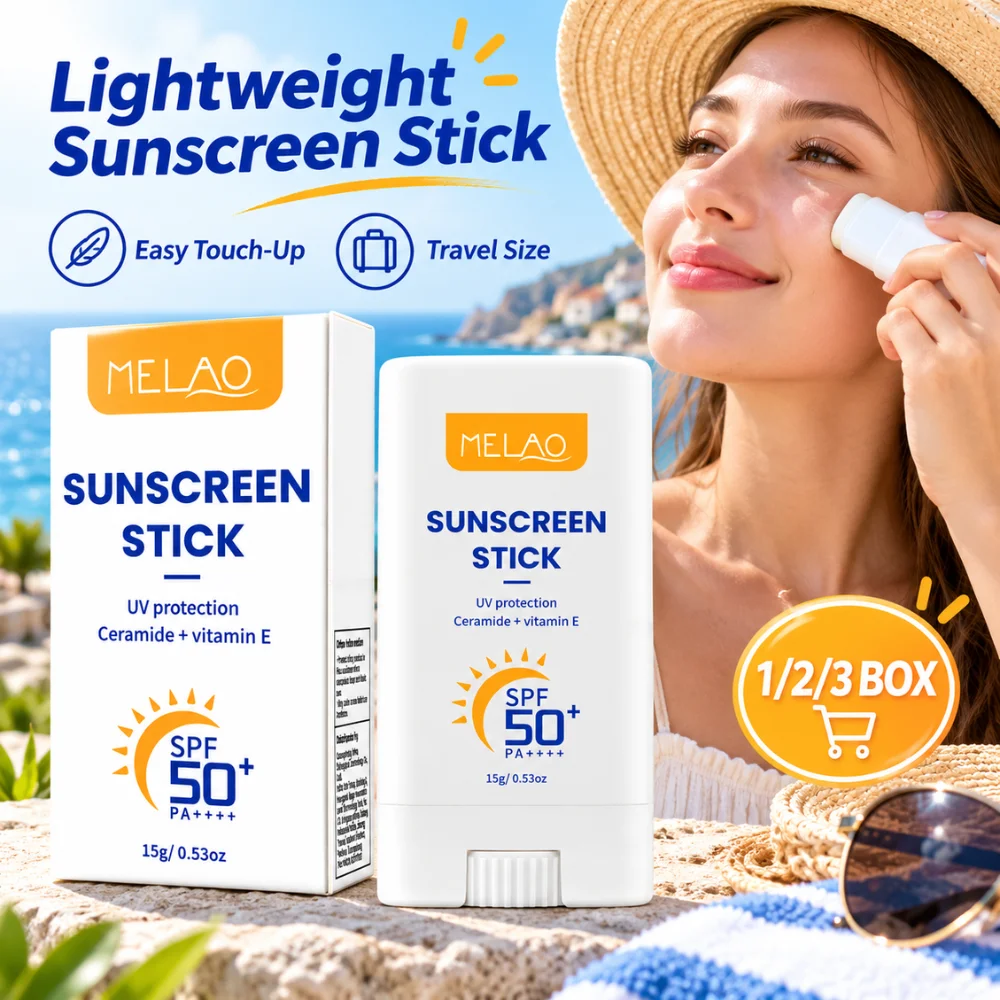 15g SPF50+ PA++++ Sunscreen Stick Ceramide NP Vitamin E Bisabolol Lightweight Mineral Sun Balm for Face Body Daily Protection